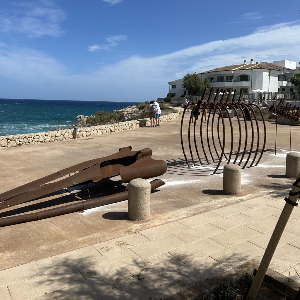 obra escultorica "Les balenes no ploren", una escultura de una ballena instalada en el espacio público